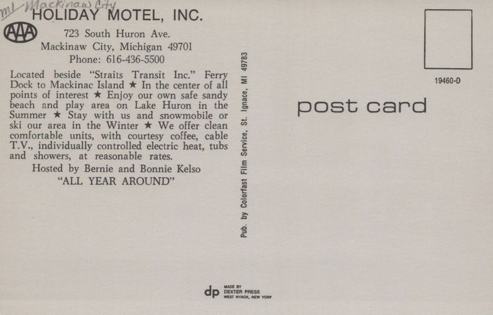 Holiday Motel - Postcard Back